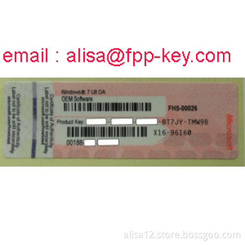 Software Product Windows 7 Ultimate Oem coa sticker ,red version